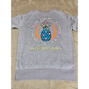 Love and Pineapples Gray Crewneck Sweatshirt Pineapple Graphic Women's Size S
